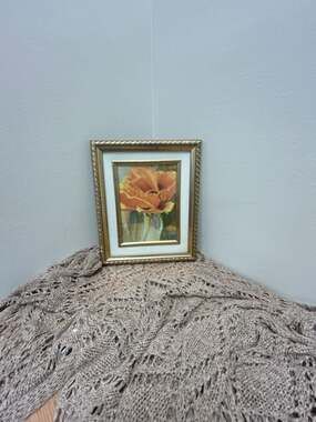 Orange Poppy Floral Framed Art Print in Gold Gilt Frame